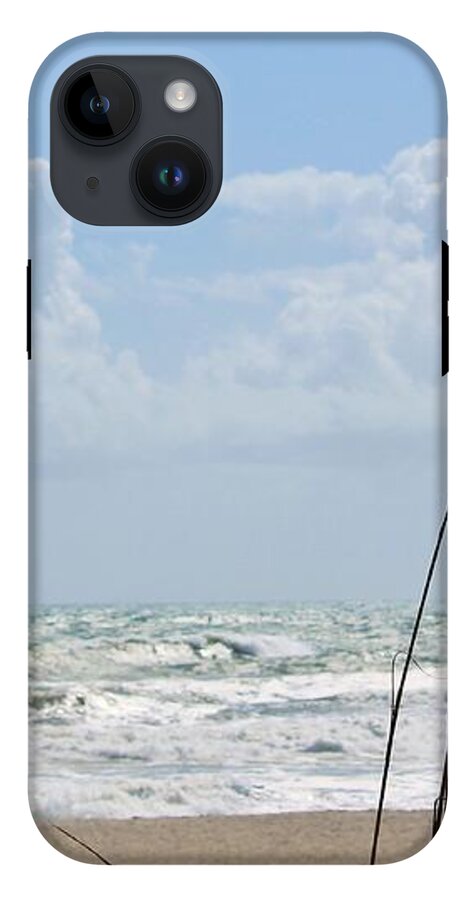Cloudy Seaside with Tall Grasses - Phone Case
