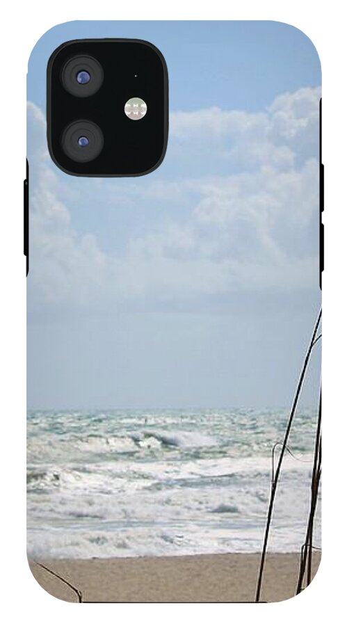 Cloudy Seaside with Tall Grasses - Phone Case