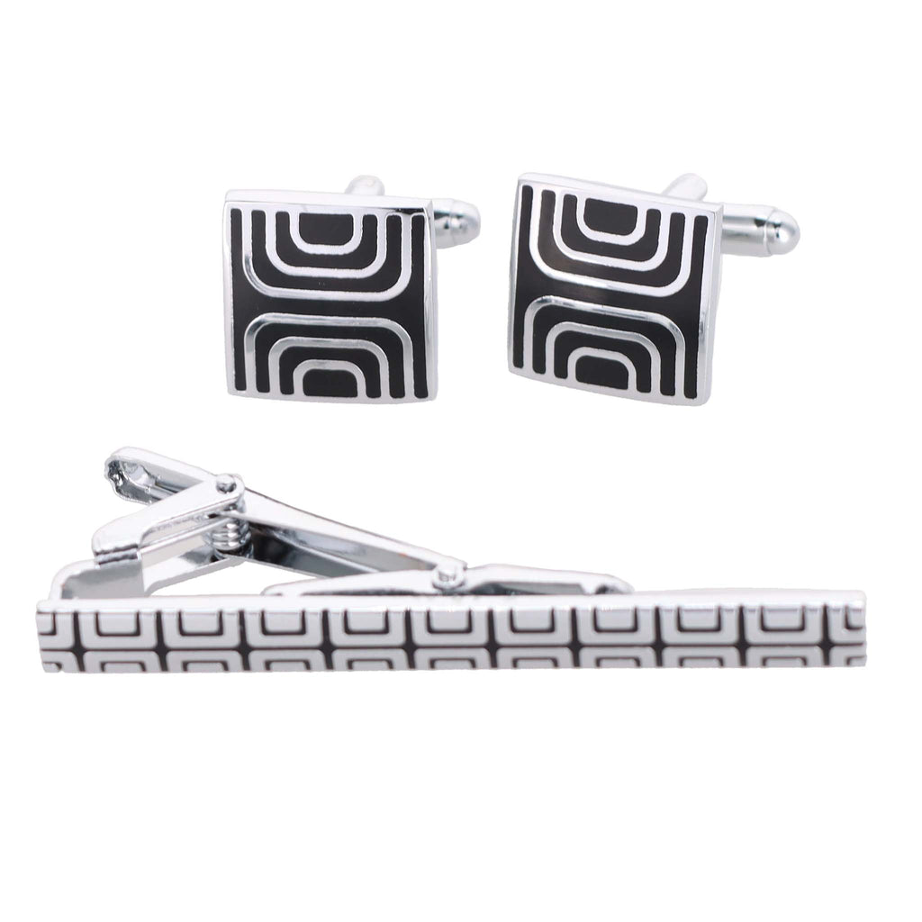 Vittorio Vico Plain Gold Cufflink & Tie Bar Set in Gift Box