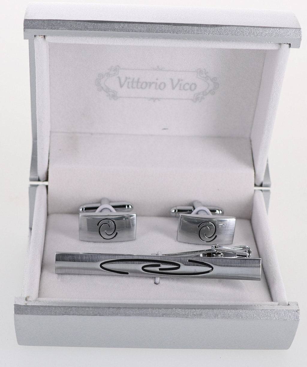 Vittorio Vico Plain Gold Cufflink & Tie Bar Set in Gift Box