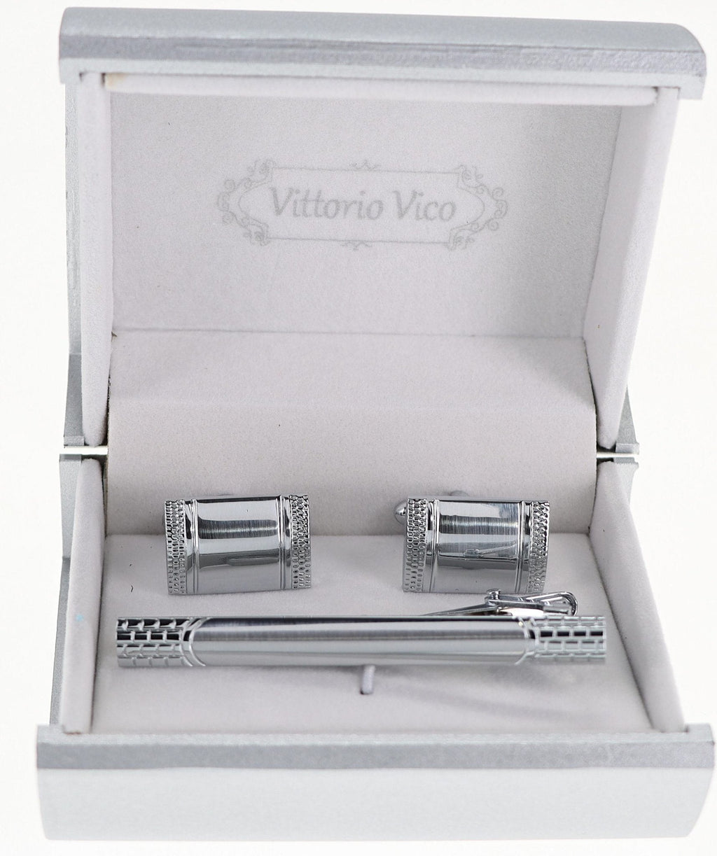 Vittorio Vico Plain Gold Cufflink & Tie Bar Set in Gift Box