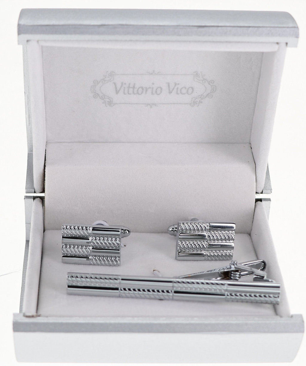 Vittorio Vico Plain Gold Cufflink & Tie Bar Set in Gift Box