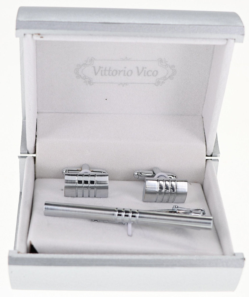 Vittorio Vico Plain Gold Cufflink & Tie Bar Set in Gift Box