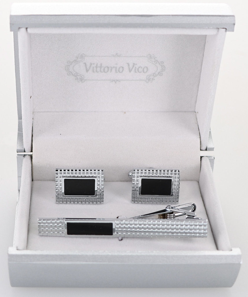 Vittorio Vico Plain Gold Cufflink & Tie Bar Set in Gift Box