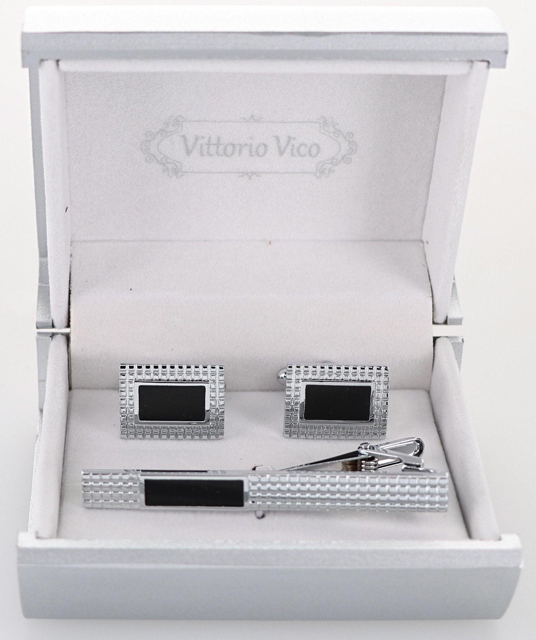 Vittorio Vico Plain Gold Cufflink & Tie Bar Set in Gift Box