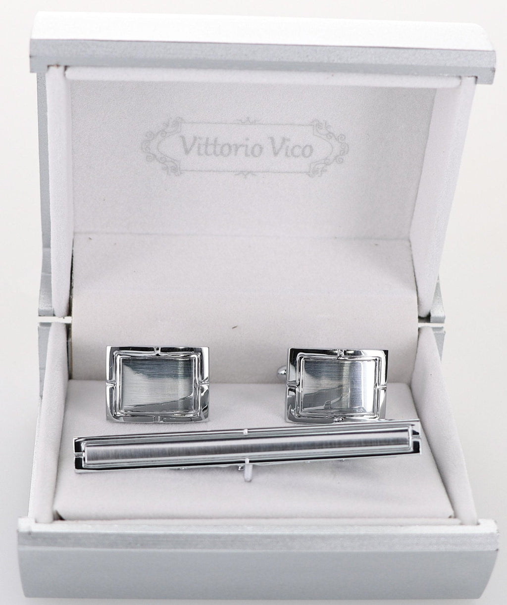 Vittorio Vico Plain Gold Cufflink & Tie Bar Set in Gift Box