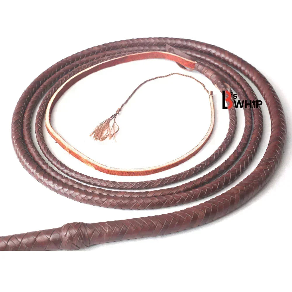 Dark Brown Kangaroo Leather Bullwhip – 6 ft, 8 ft, 10 ft, 12 ft, 14 ft & 16 ft (Indiana Jones Style)