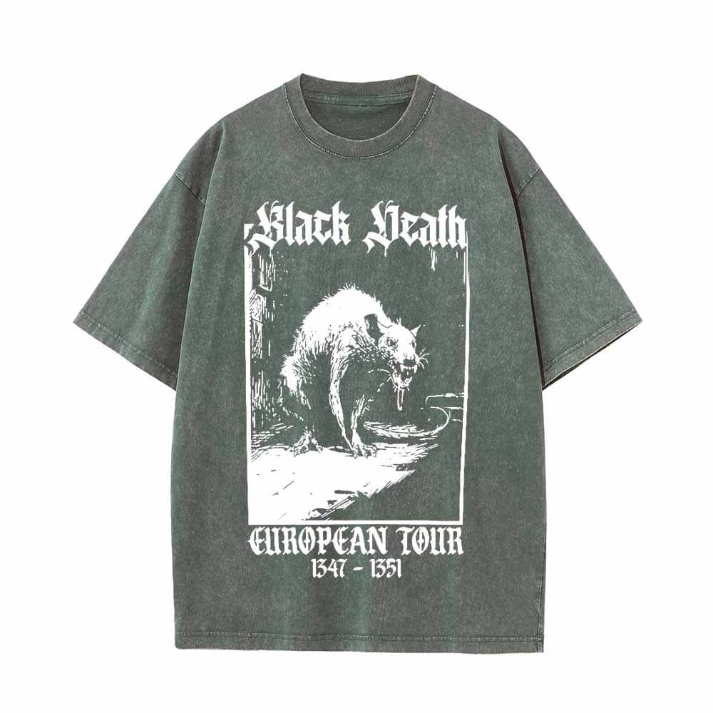 Multicolor Black Death Rat Vintage Washed T-shirt
