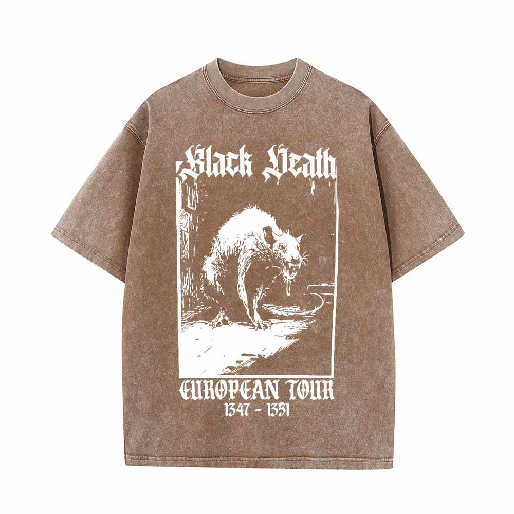 Multicolor Black Death Rat Vintage Washed T-shirt