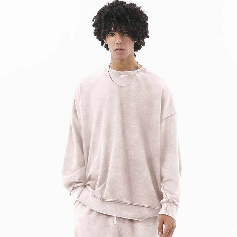 Multicolor Vintage Washed Crew Collar Sweatshirt Pants