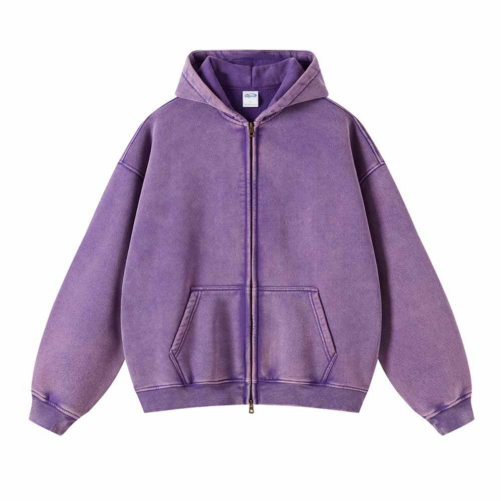 Multicolor Vintage Washed Hoodie And Pants Set