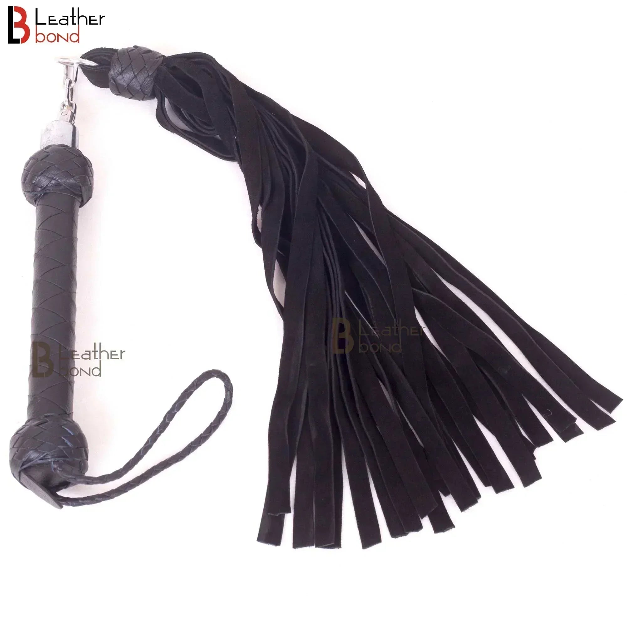 Real Cowhide Suede Leather Black Nunchaku Flogger 25 Falls and Swivel Handle | Handcrafted BDSM Impact Whip