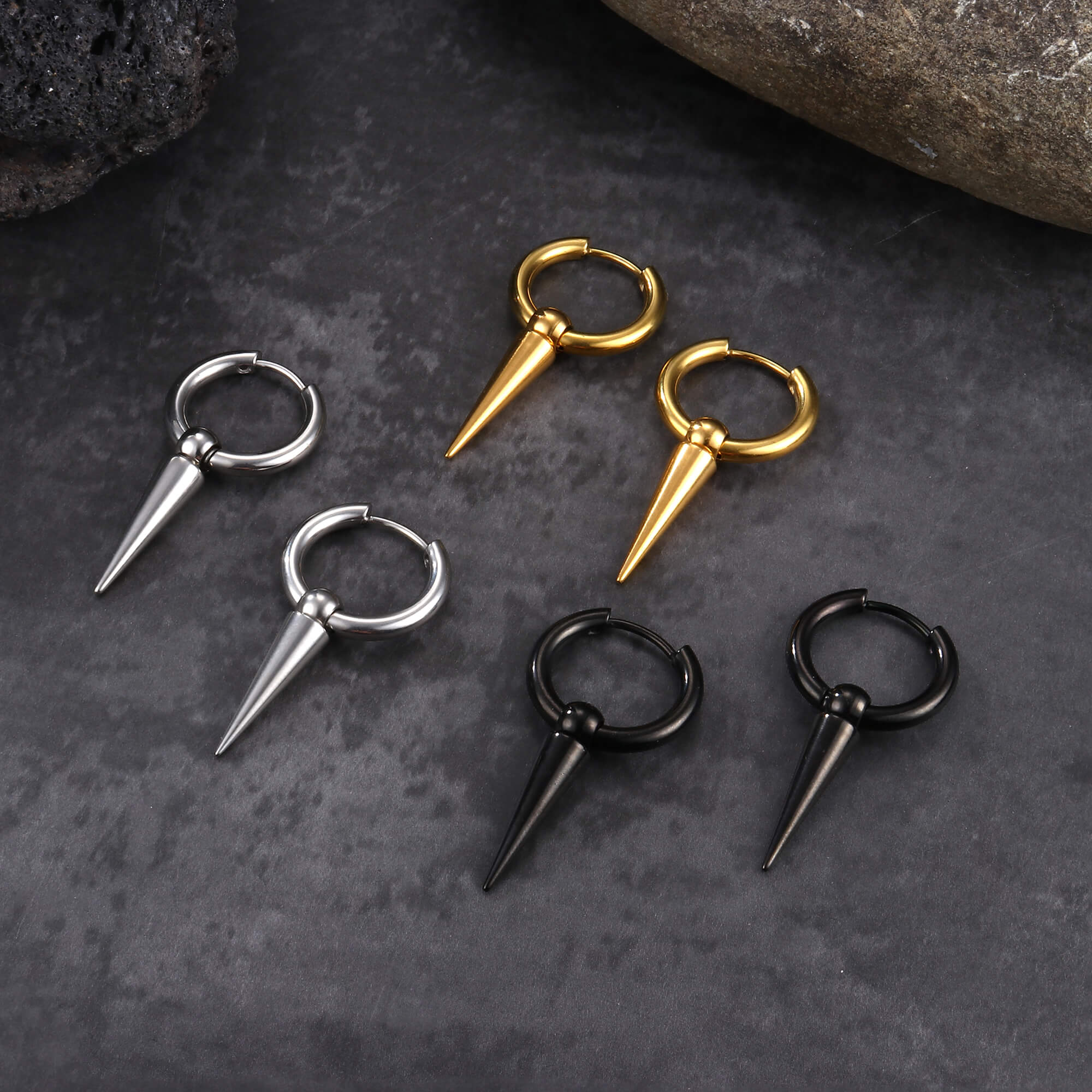 Conical Drop Stainless Steel Hoop Earrings