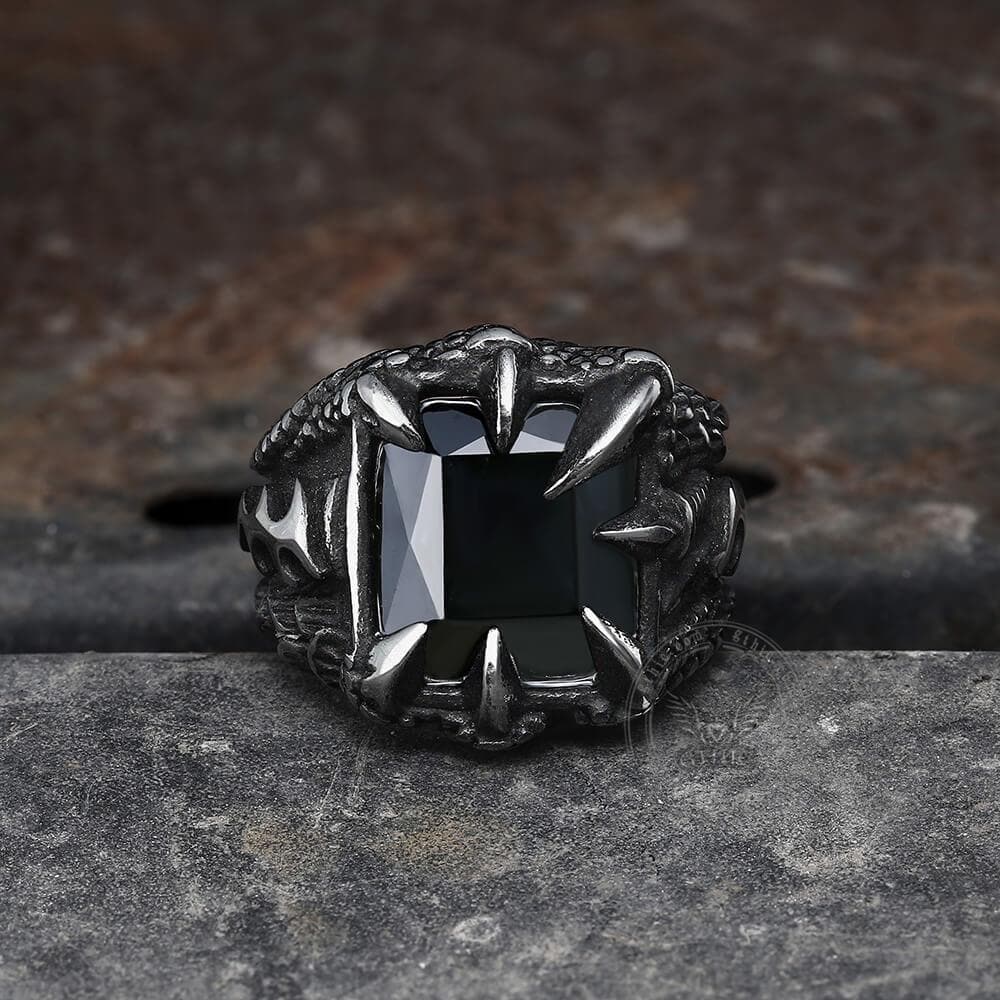 Cool Dragon Claw Stainless Steel CZ Ring