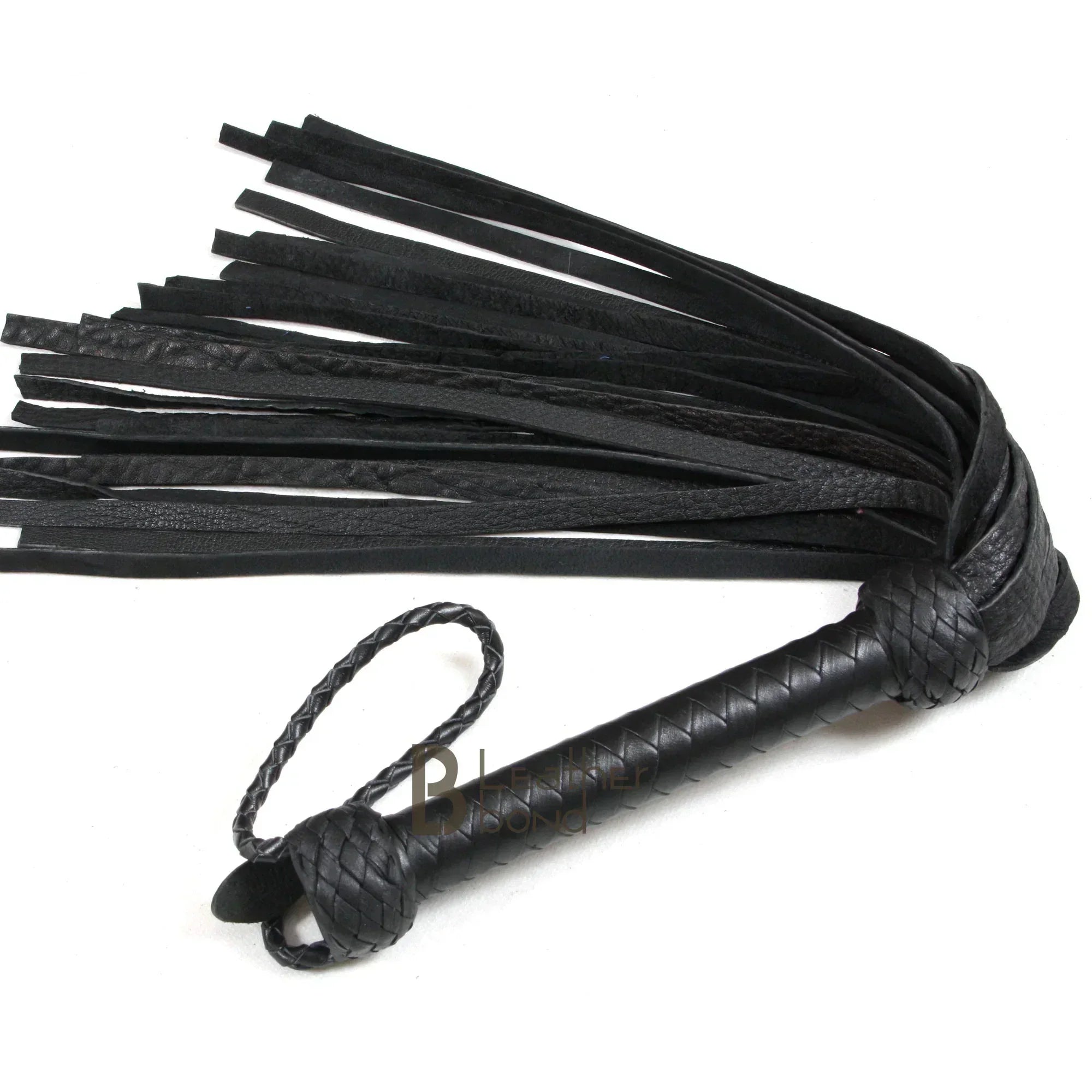 Black Leather Flogger 25 Falls Heavy Duty Thuddy BDSM Whip | Handcrafted Impact Flogger