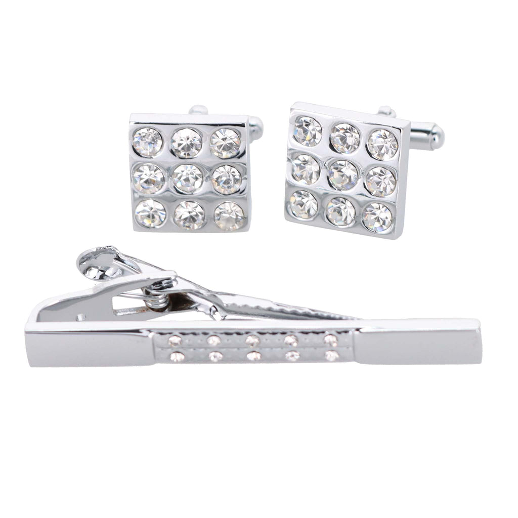 Vittorio Vico Gold Rhinestone Cufflinks & Tie Bar Set in Gift Box