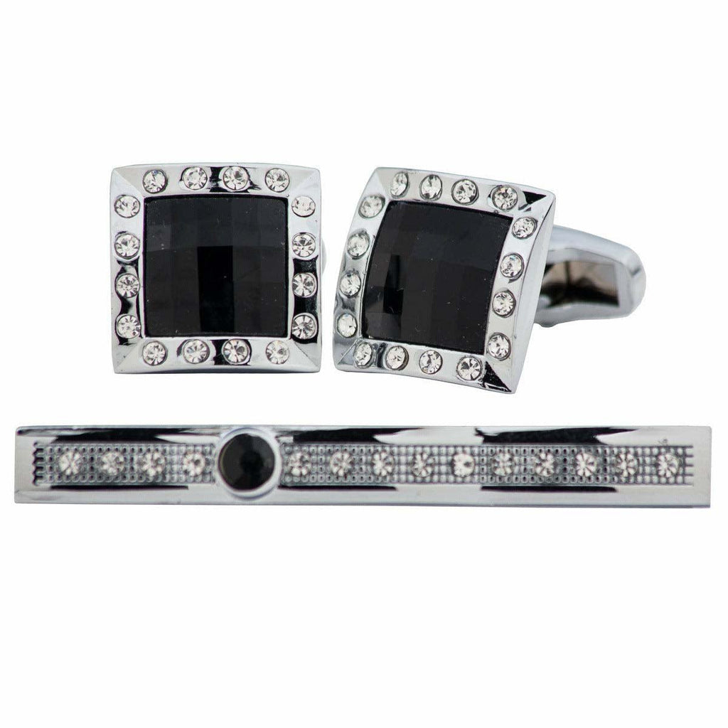 Vittorio Vico Gold Rhinestone Cufflinks & Tie Bar Set in Gift Box