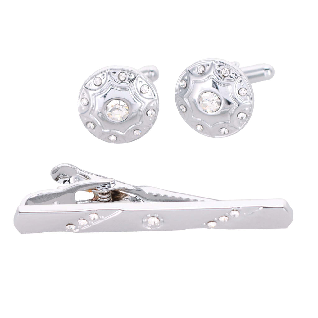 Vittorio Vico Gold Rhinestone Cufflinks & Tie Bar Set in Gift Box