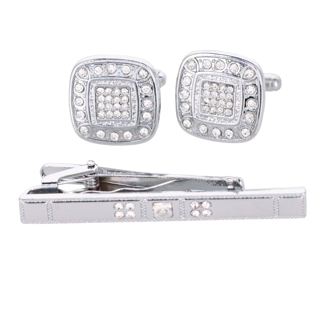 Vittorio Vico Gold Rhinestone Cufflinks & Tie Bar Set in Gift Box
