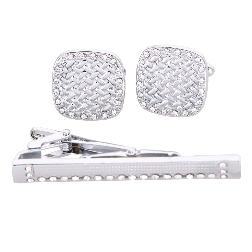 Vittorio Vico Gold Rhinestone Cufflinks & Tie Bar Set in Gift Box