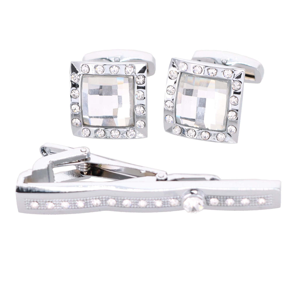 Vittorio Vico Gold Rhinestone Cufflinks & Tie Bar Set in Gift Box