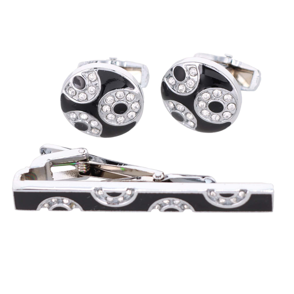 Vittorio Vico Gold Rhinestone Cufflinks & Tie Bar Set in Gift Box