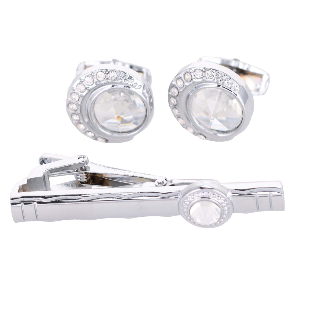 Vittorio Vico Gold Rhinestone Cufflinks & Tie Bar Set in Gift Box