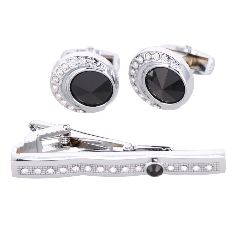 Vittorio Vico Gold Rhinestone Cufflinks & Tie Bar Set in Gift Box