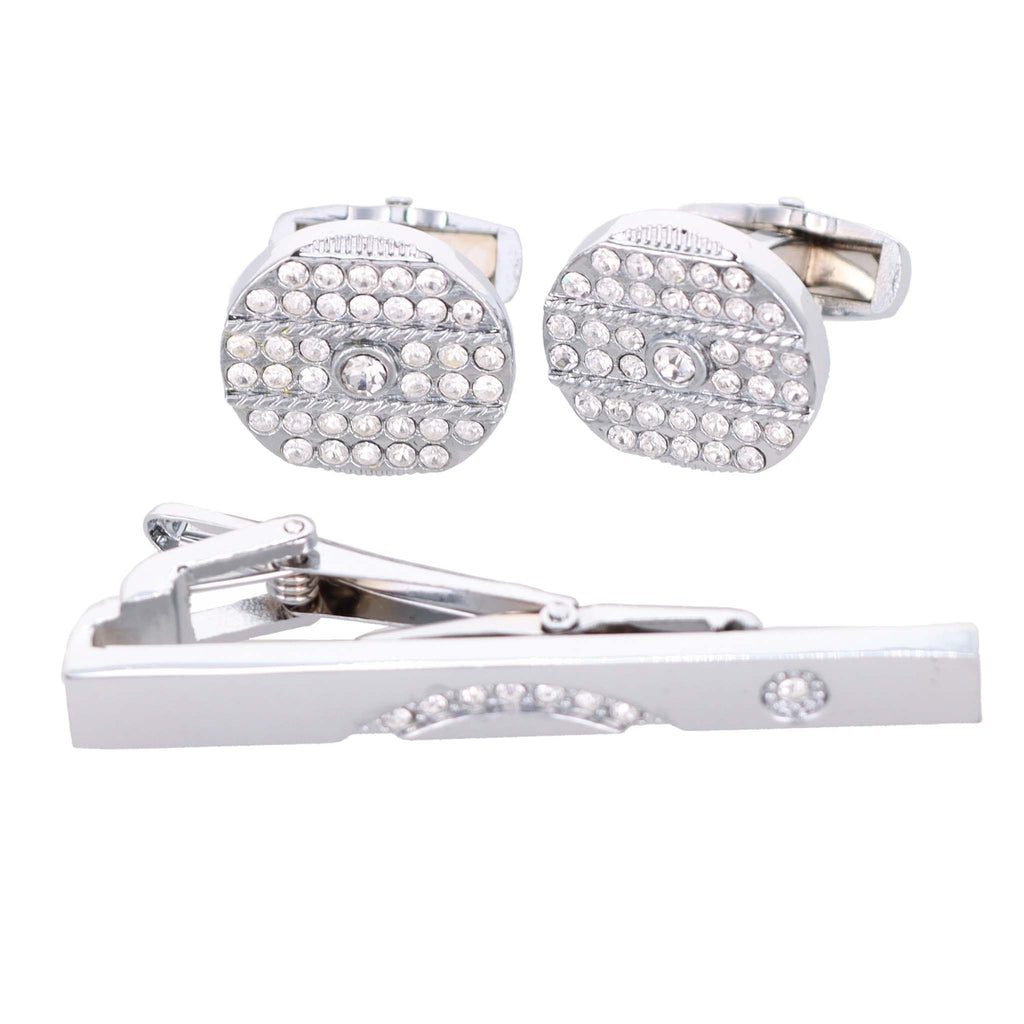 Vittorio Vico Gold Rhinestone Cufflinks & Tie Bar Set in Gift Box