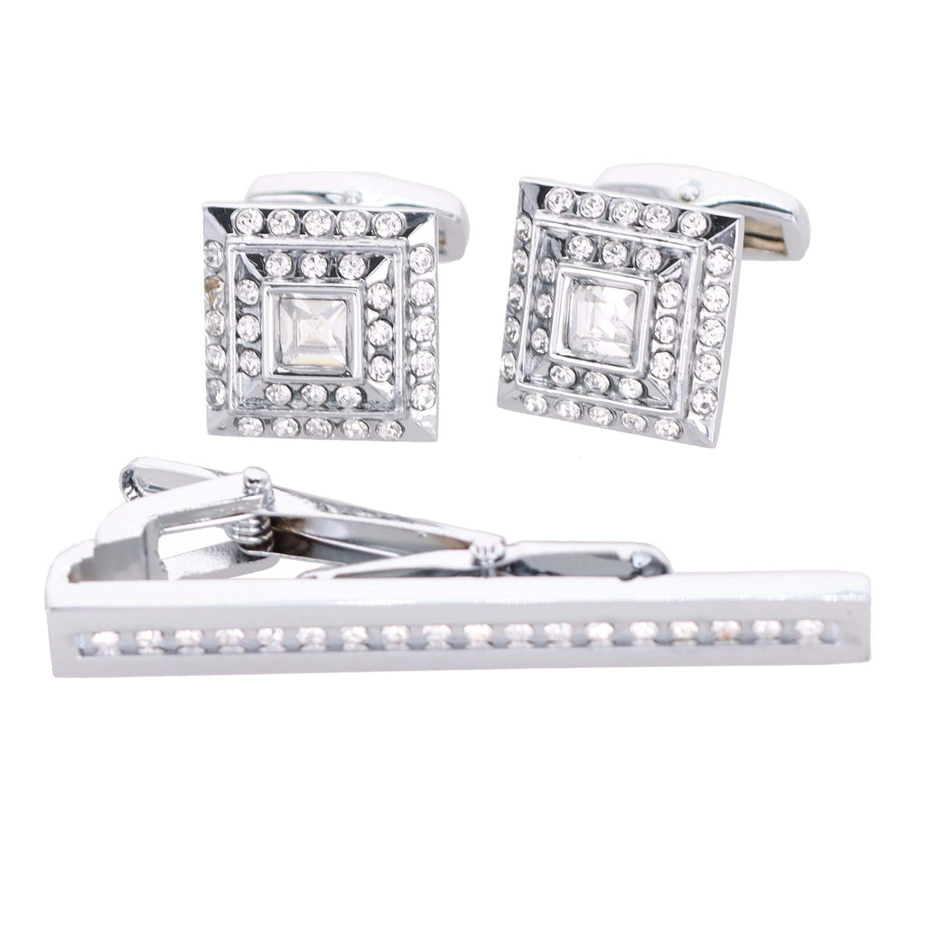 Vittorio Vico Gold Rhinestone Cufflinks & Tie Bar Set in Gift Box