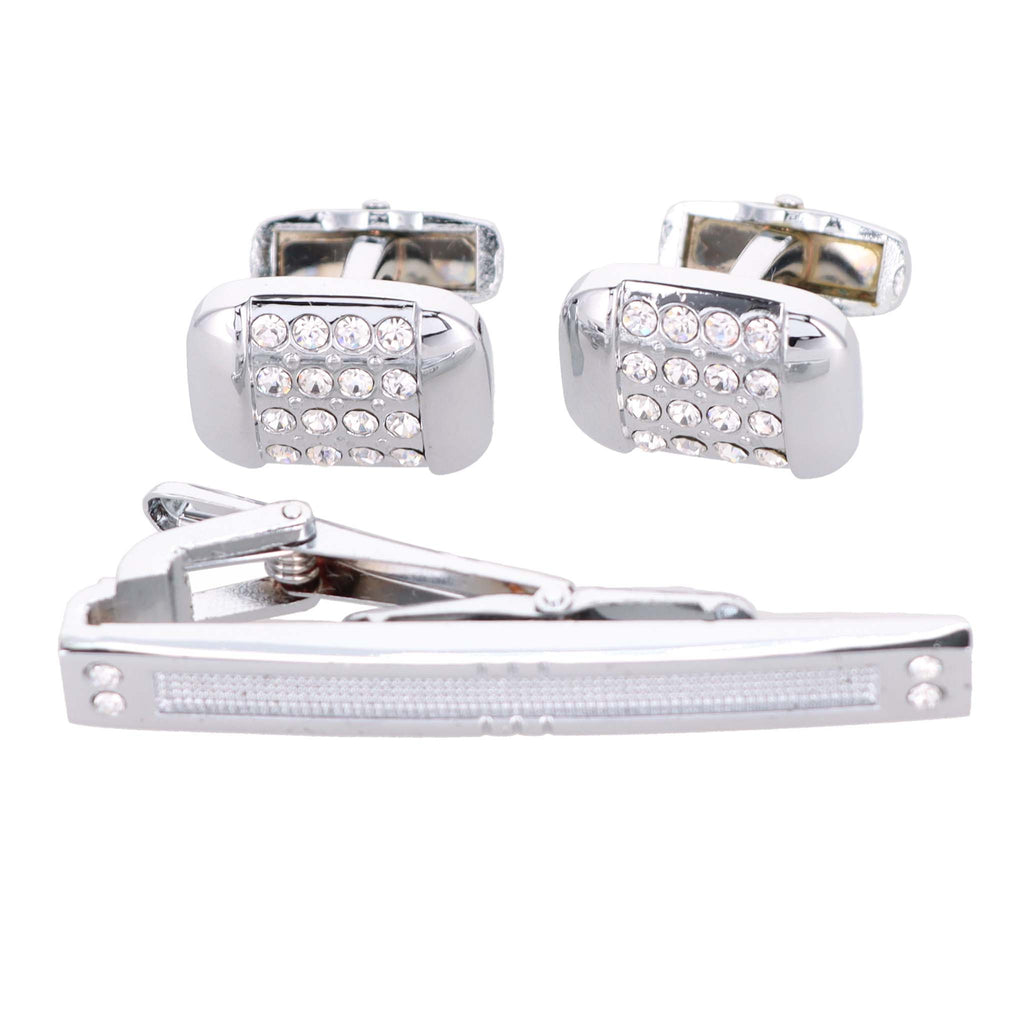 Vittorio Vico Gold Rhinestone Cufflinks & Tie Bar Set in Gift Box