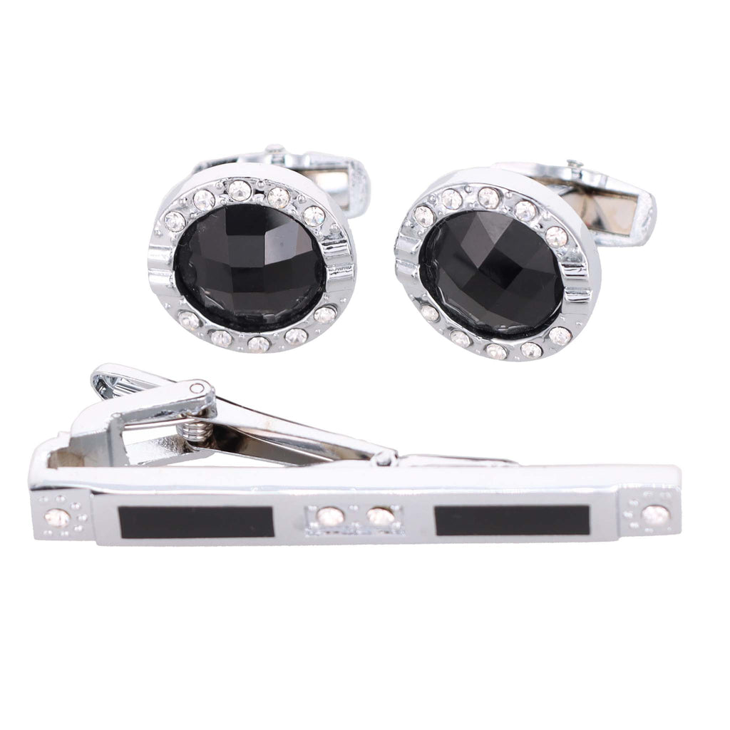 Vittorio Vico Gold Rhinestone Cufflinks & Tie Bar Set in Gift Box