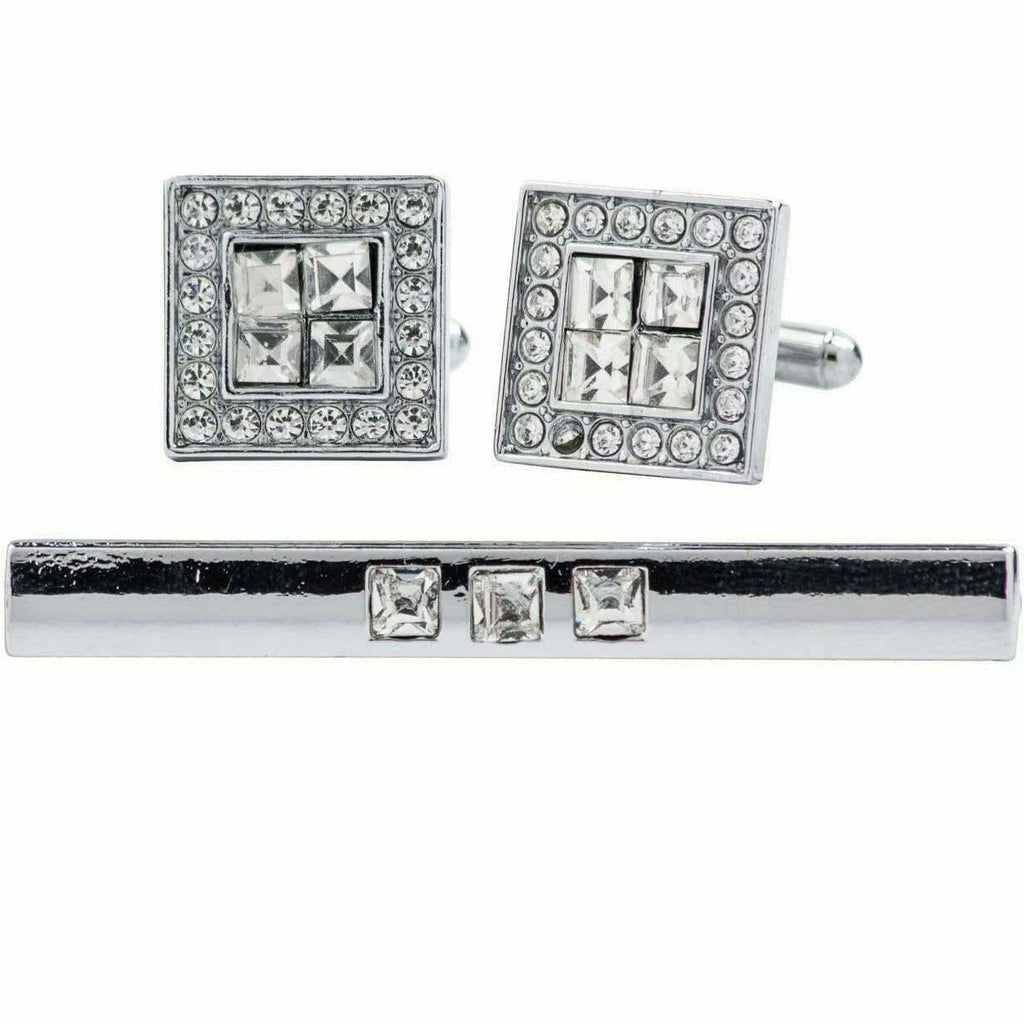 Vittorio Vico Gold Rhinestone Cufflinks & Tie Bar Set in Gift Box