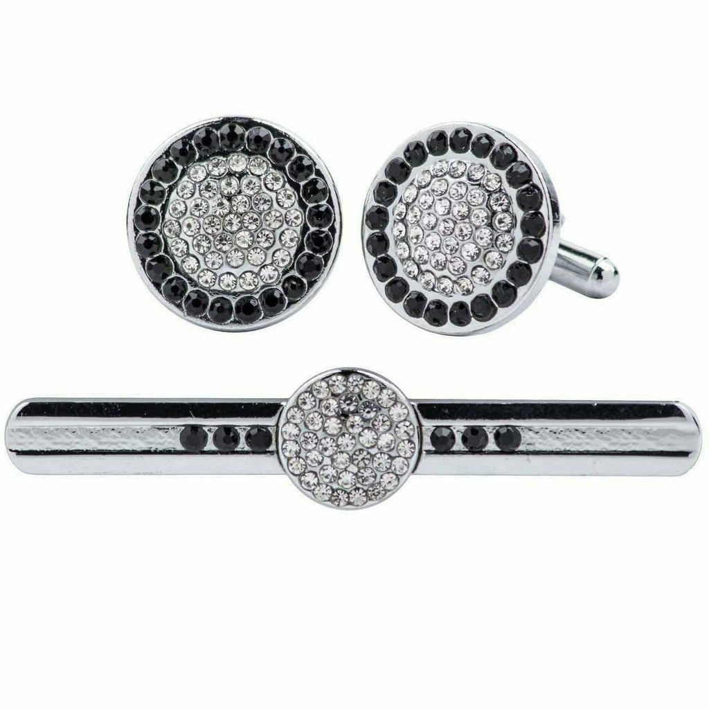 Vittorio Vico Gold Rhinestone Cufflinks & Tie Bar Set in Gift Box
