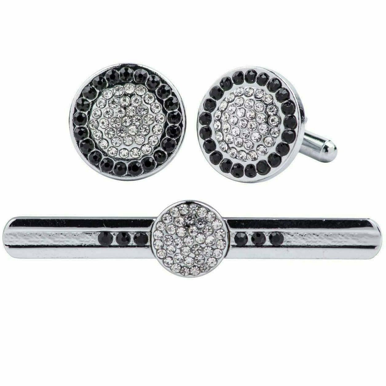 Vittorio Vico Gold Rhinestone Cufflinks & Tie Bar Set in Gift Box