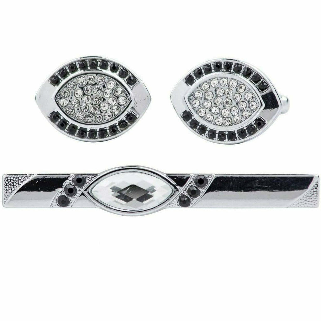 Vittorio Vico Gold Rhinestone Cufflinks & Tie Bar Set in Gift Box