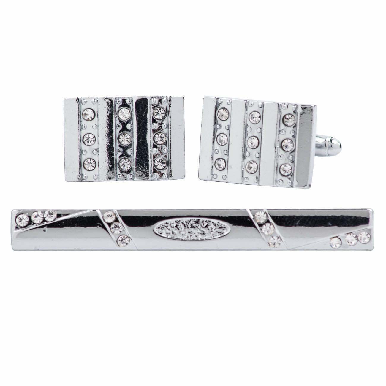 Vittorio Vico Gold Rhinestone Cufflinks & Tie Bar Set in Gift Box