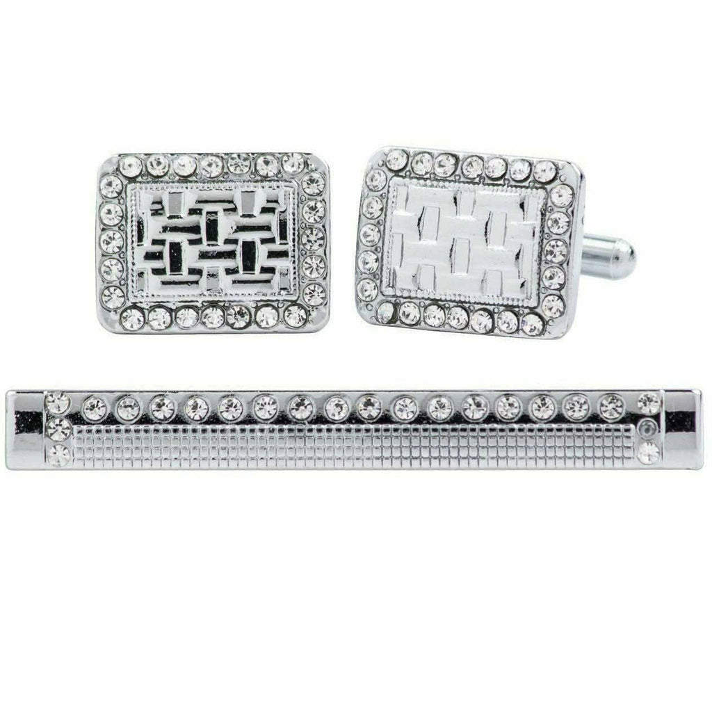 Vittorio Vico Gold Rhinestone Cufflinks & Tie Bar Set in Gift Box