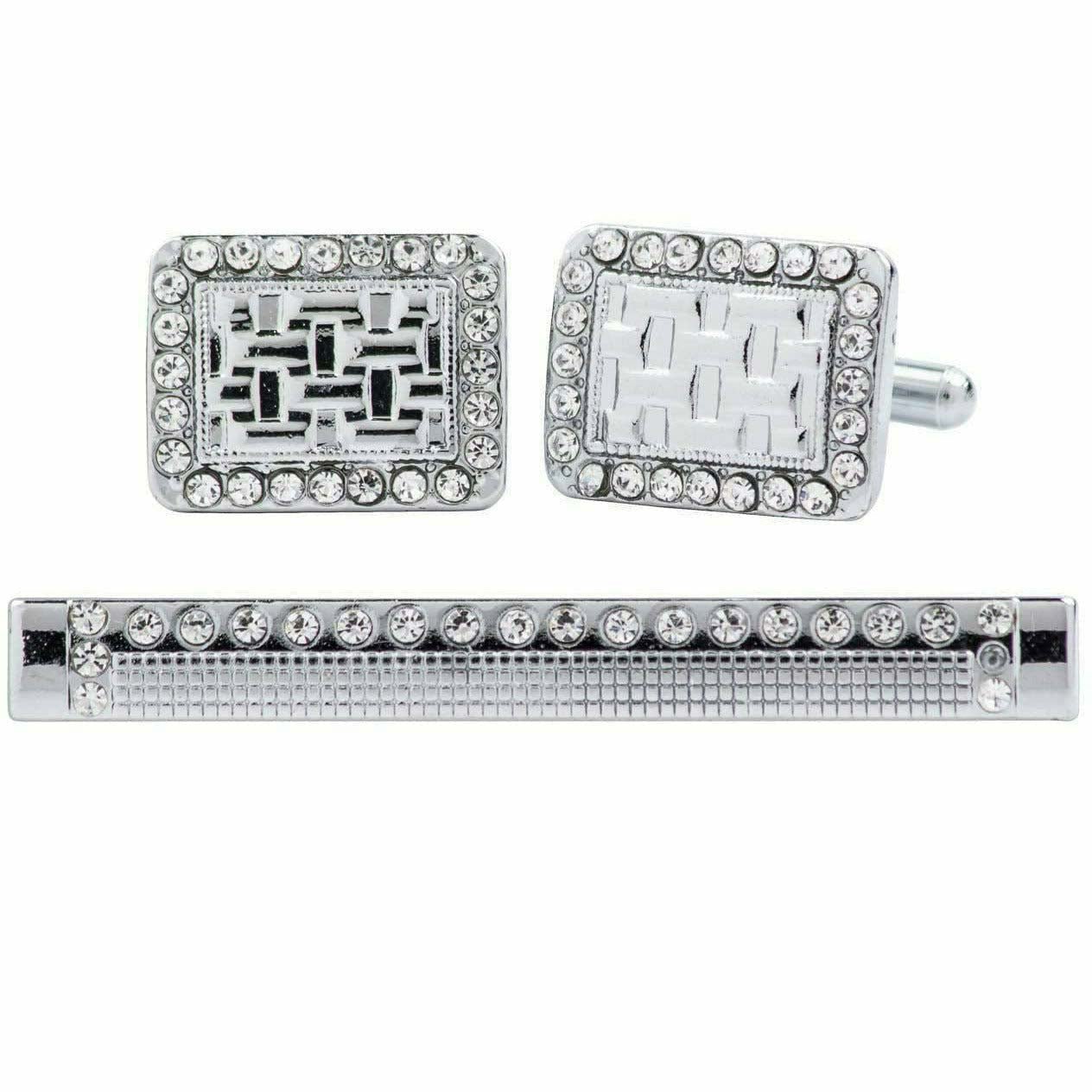 Vittorio Vico Gold Rhinestone Cufflinks & Tie Bar Set in Gift Box