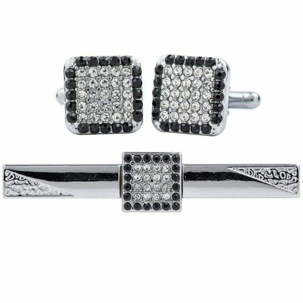 Vittorio Vico Gold Rhinestone Cufflinks & Tie Bar Set in Gift Box
