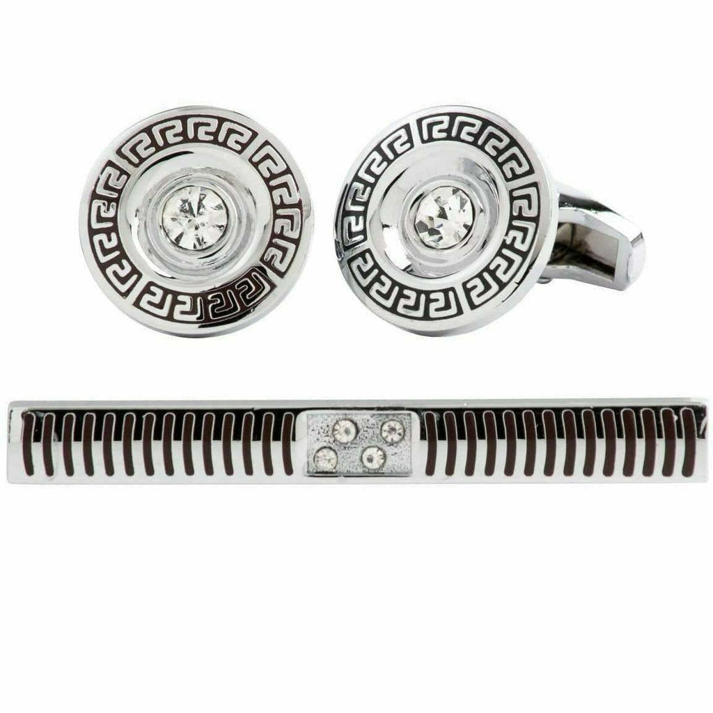 Vittorio Vico Gold Rhinestone Cufflinks & Tie Bar Set in Gift Box