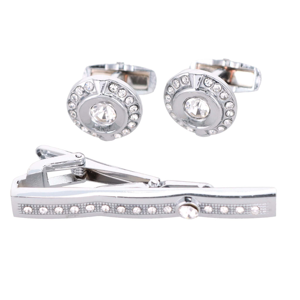 Vittorio Vico Gold Rhinestone Cufflinks & Tie Bar Set in Gift Box