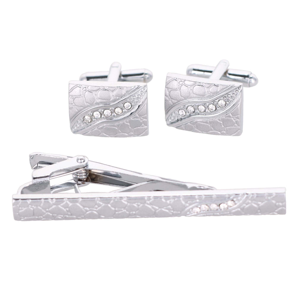 Vittorio Vico Gold Rhinestone Cufflinks & Tie Bar Set in Gift Box
