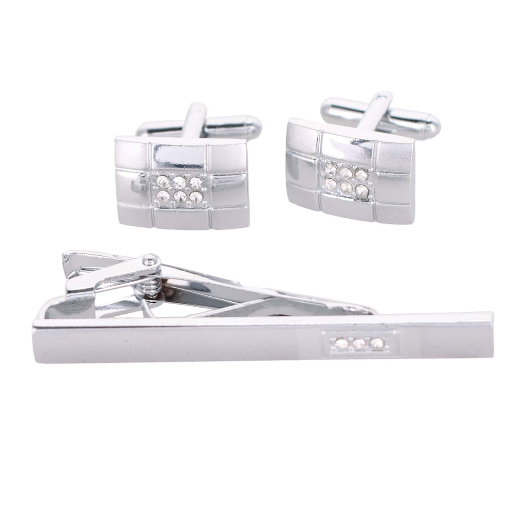 Vittorio Vico Gold Rhinestone Cufflinks & Tie Bar Set in Gift Box