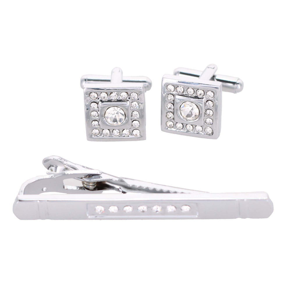 Vittorio Vico Gold Rhinestone Cufflinks & Tie Bar Set in Gift Box