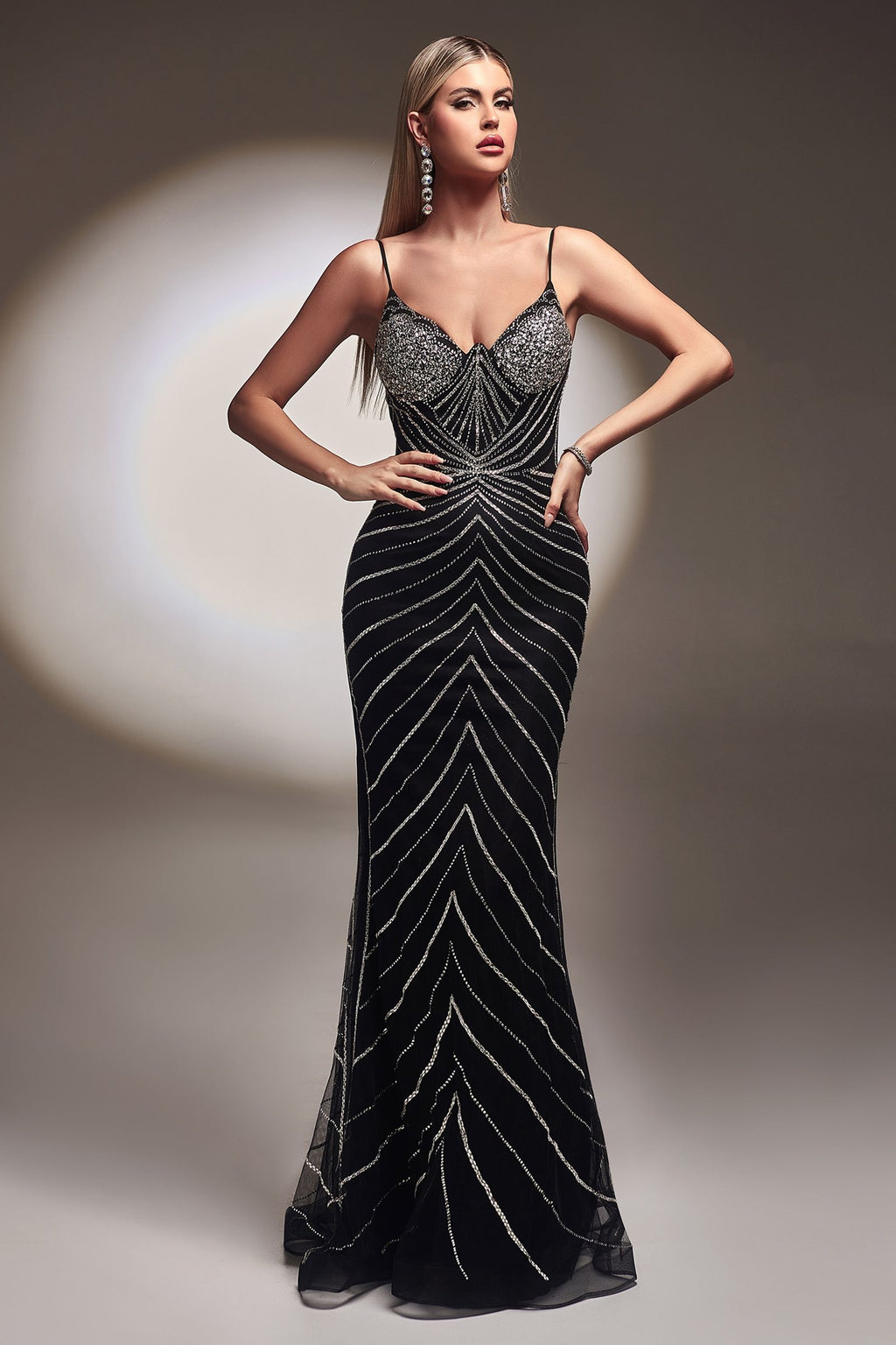 FITTED GLITTER PRINT GOWN CDCR866