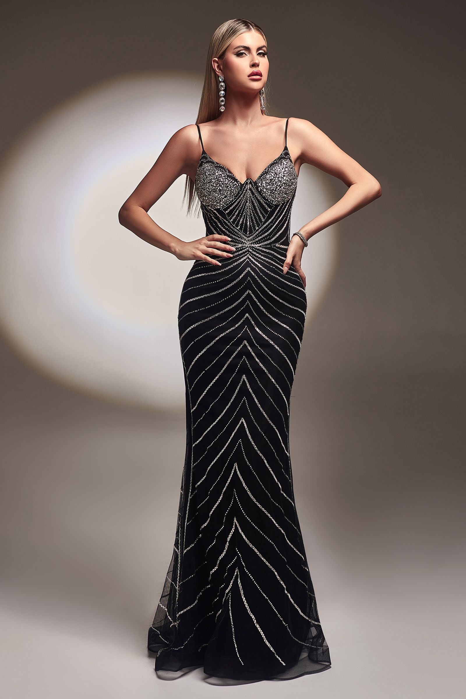FITTED GLITTER PRINT GOWN CDCR866