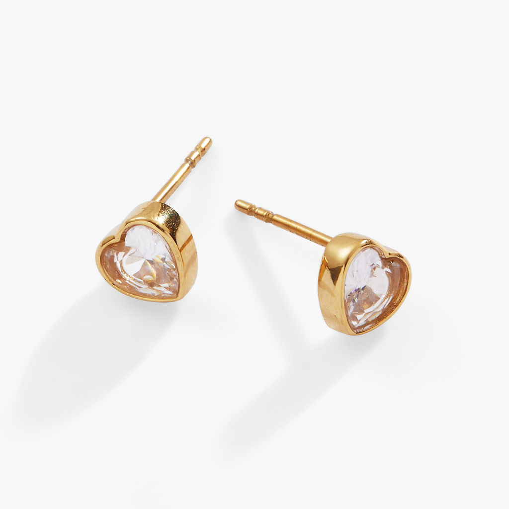 Crystal Heart Mini Stud Earrings