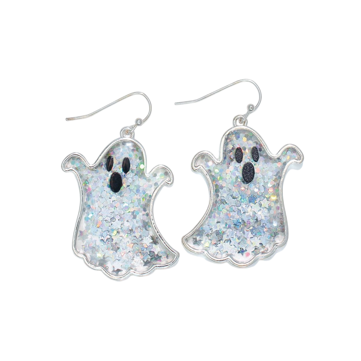Silver Glitter Ghosts Earrings