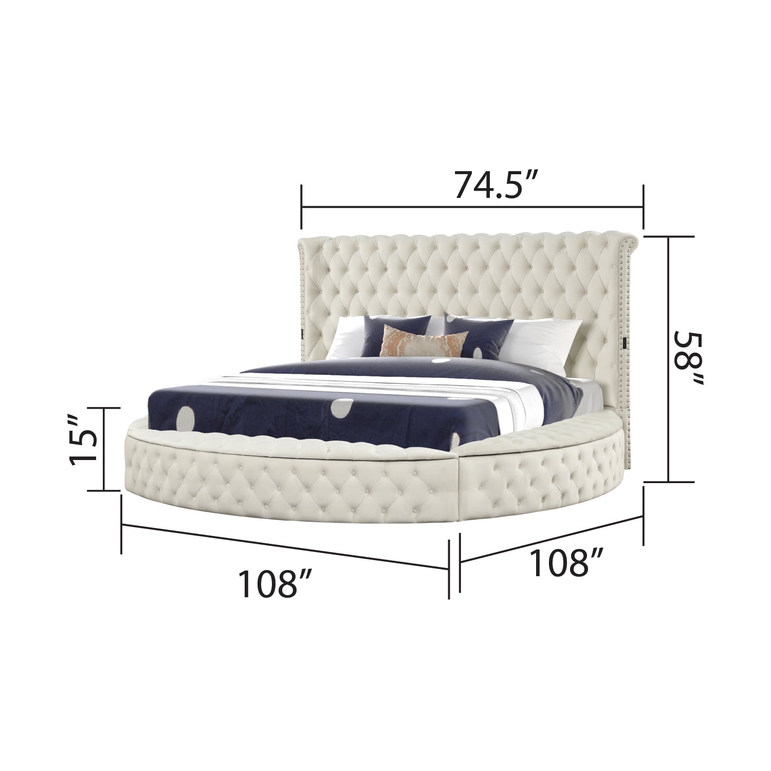 HAZEL Modern Style Queen 5PC  Bedroom Set with USB Ports & Made with Wood in Cream(NJ INVENTORY)